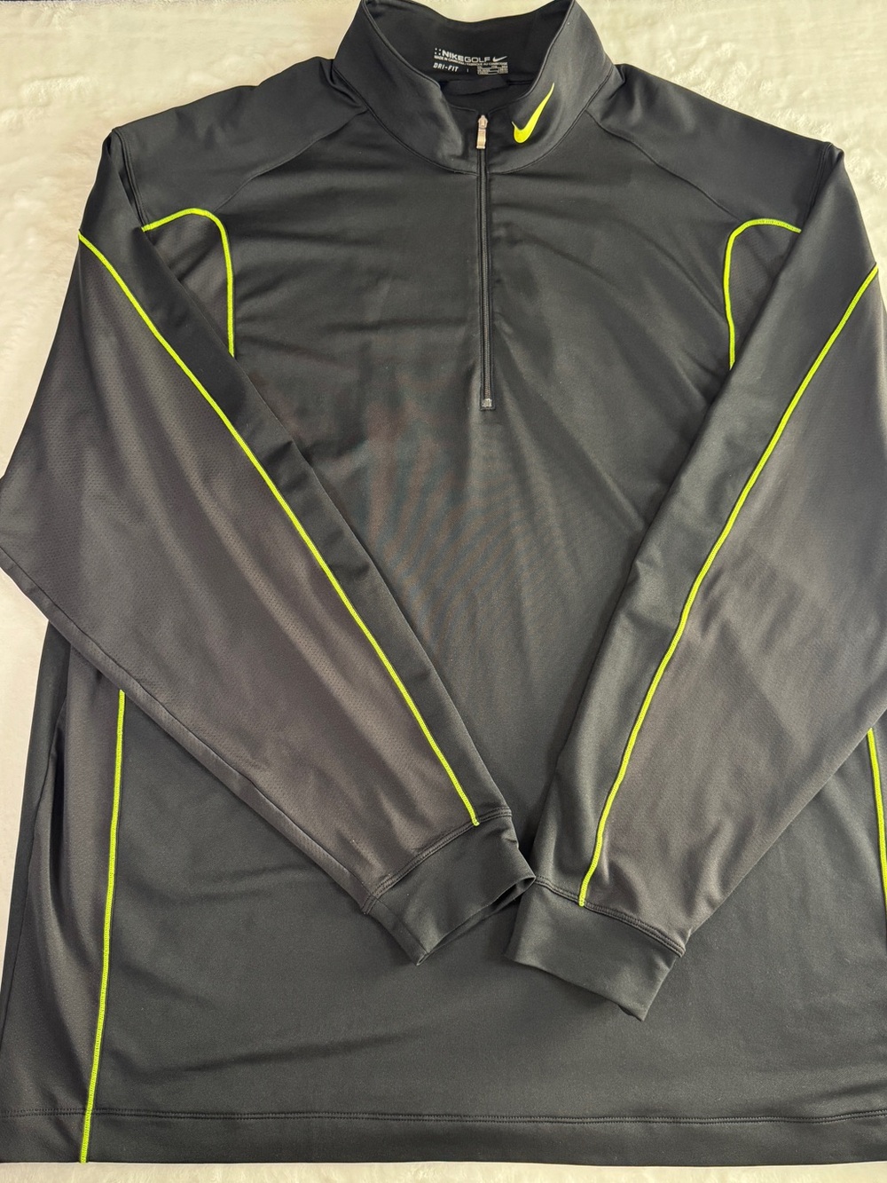 Nike Golf Dri-FIT 1/4 Zip Pullover Black Volt Long Sleeve Men’s XXL